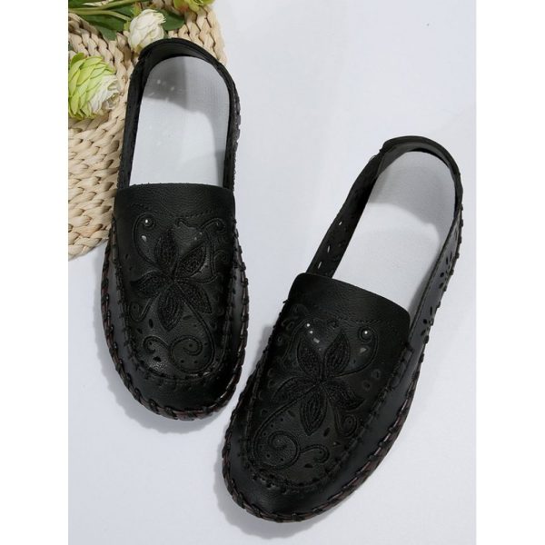 Floral Embroidery Breathable Hollow out Loafers - Image 11