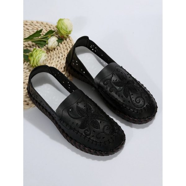 Floral Embroidery Breathable Hollow out Loafers - Image 12