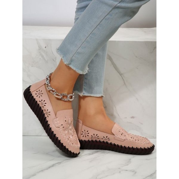 Floral Embroidery Breathable Hollow out Loafers - Image 3