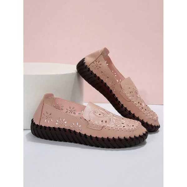 Floral Embroidery Breathable Hollow out Loafers - Image 4
