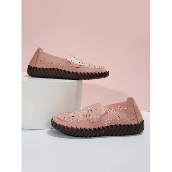 Floral Embroidery Breathable Hollow out Loafers - Image 5