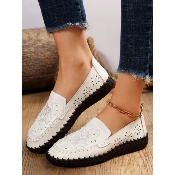 Floral Embroidery Breathable Hollow out Loafers - Image 6