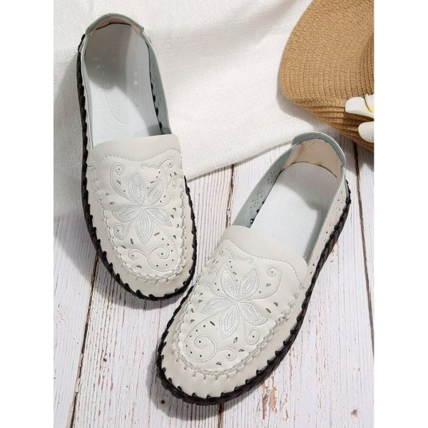 Floral Embroidery Breathable Hollow out Loafers - Image 7