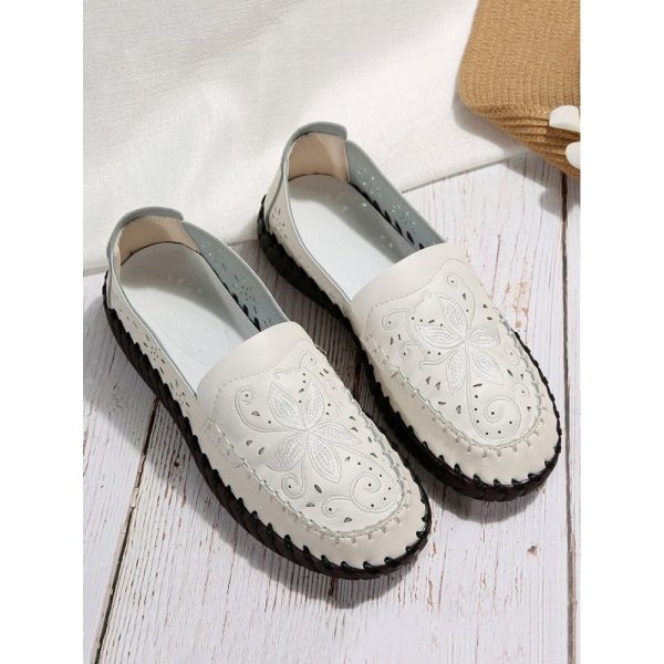 Floral Embroidery Breathable Hollow out Loafers - Image 8