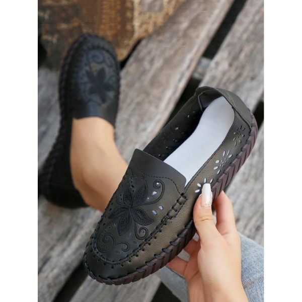 Floral Embroidery Breathable Hollow out Loafers - Image 9
