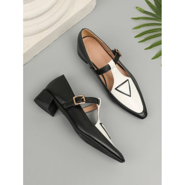 Urban Color Block Non-Slip Adjustable Buckle Low Heel T-Strap - Image 2