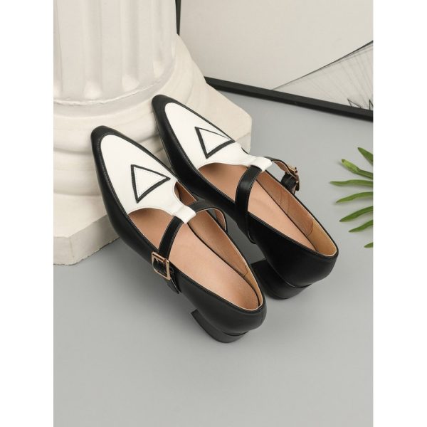 Urban Color Block Non-Slip Adjustable Buckle Low Heel T-Strap - Image 6