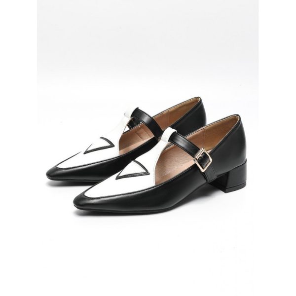 Urban Color Block Non-Slip Adjustable Buckle Low Heel T-Strap - Image 8