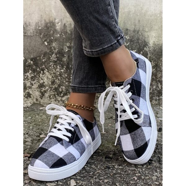 Christmas Red Plaid Black And White Plaid Leopard Casual Flat Shoes - Image 11