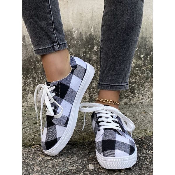 Christmas Red Plaid Black And White Plaid Leopard Casual Flat Shoes - Image 12
