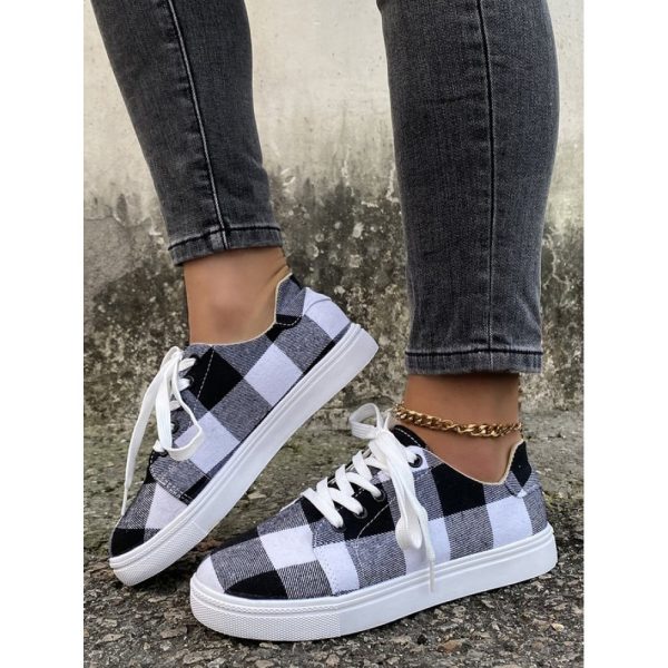 Christmas Red Plaid Black And White Plaid Leopard Casual Flat Shoes - Image 13