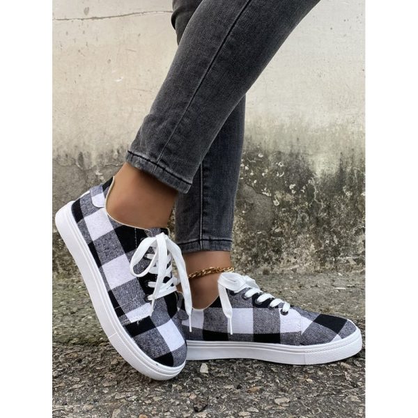 Christmas Red Plaid Black And White Plaid Leopard Casual Flat Shoes - Image 14