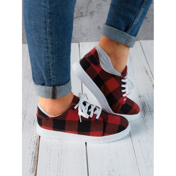 Christmas Red Plaid Black And White Plaid Leopard Casual Flat Shoes - Image 7
