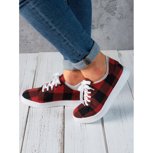 Christmas Red Plaid Black And White Plaid Leopard Casual Flat Shoes - Image 8