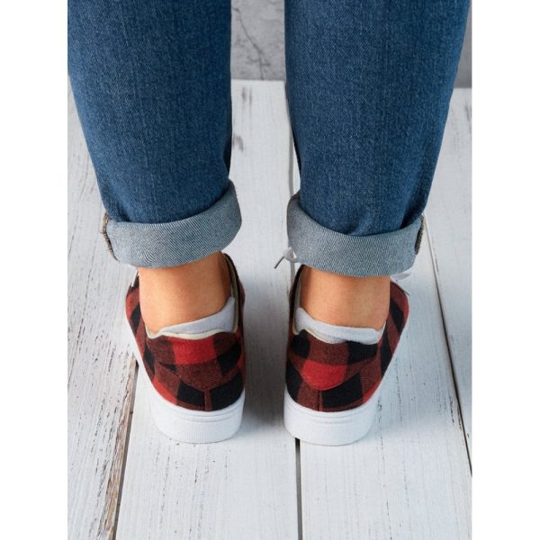 Christmas Red Plaid Black And White Plaid Leopard Casual Flat Shoes - Image 9