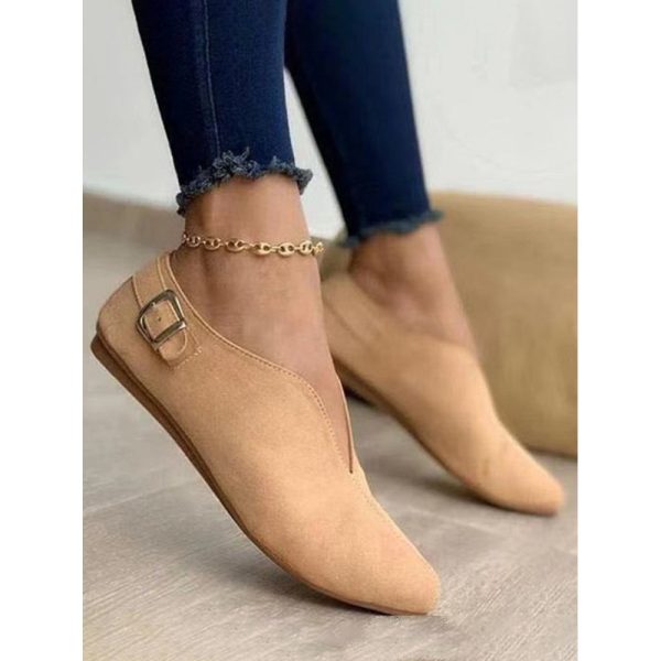 Vintage Casual V-Buckle Flat Shoes - Image 6
