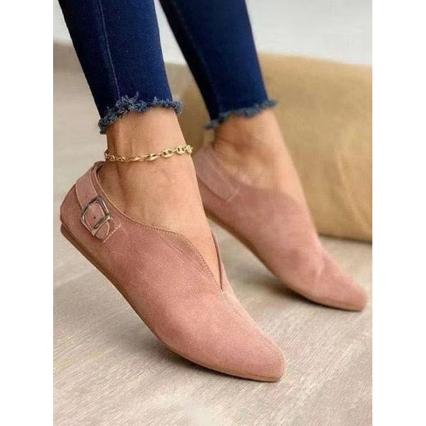 Vintage Casual V-Buckle Flat Shoes - Image 7