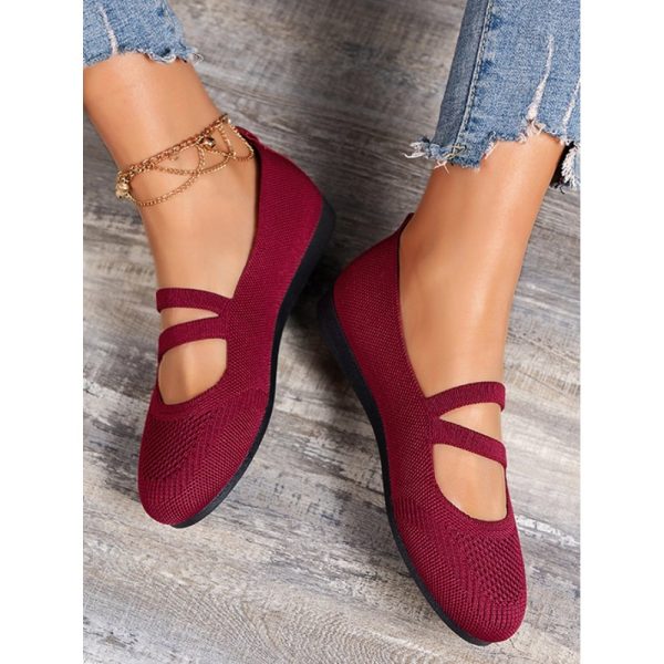 Soft and Comfortable Breathable Flyknit Mary Jane Flats - Image 2