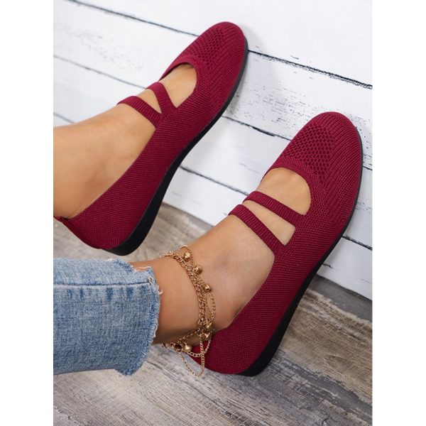 Soft and Comfortable Breathable Flyknit Mary Jane Flats - Image 3