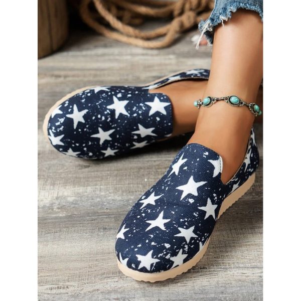 Star Print Casual Canvas Slip On Shoes - Image 2