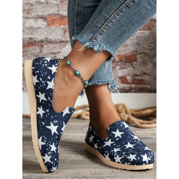Star Print Casual Canvas Slip On Shoes - Image 3