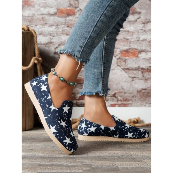 Star Print Casual Canvas Slip On Shoes - Image 4