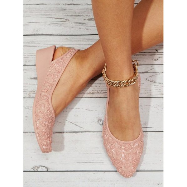 Waterproof Floral Wedge Heel Slingback Shallow Shoes - Image 12