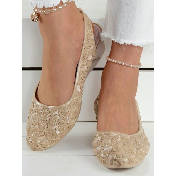 Waterproof Floral Wedge Heel Slingback Shallow Shoes - Image 20