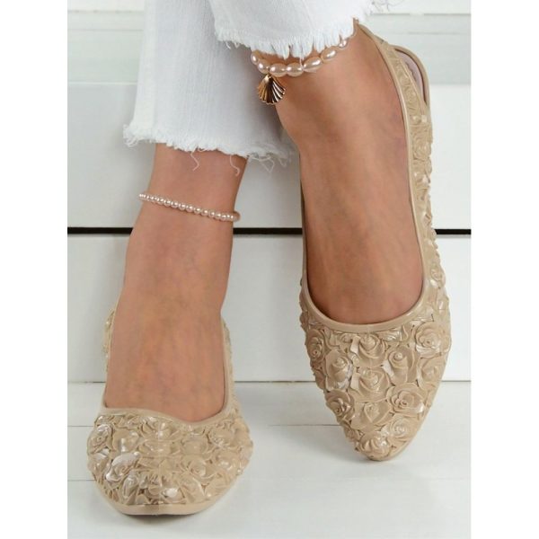 Waterproof Floral Wedge Heel Slingback Shallow Shoes - Image 22