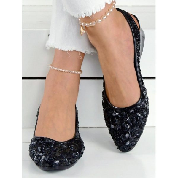 Waterproof Floral Wedge Heel Slingback Shallow Shoes - Image 26