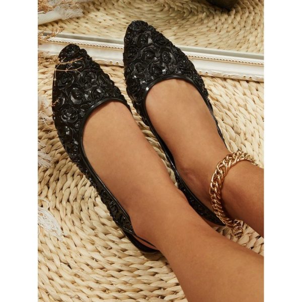 Waterproof Floral Wedge Heel Slingback Shallow Shoes - Image 29