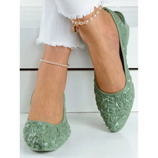Waterproof Floral Wedge Heel Slingback Shallow Shoes - Image 4