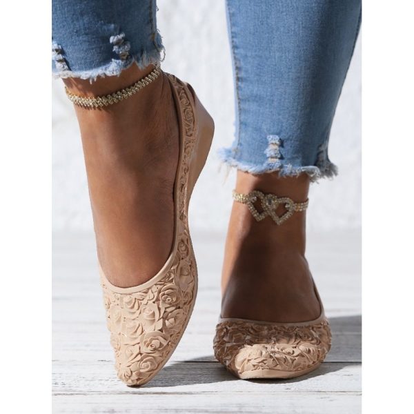 Waterproof Floral Wedge Heel Slingback Shallow Shoes - Image 33