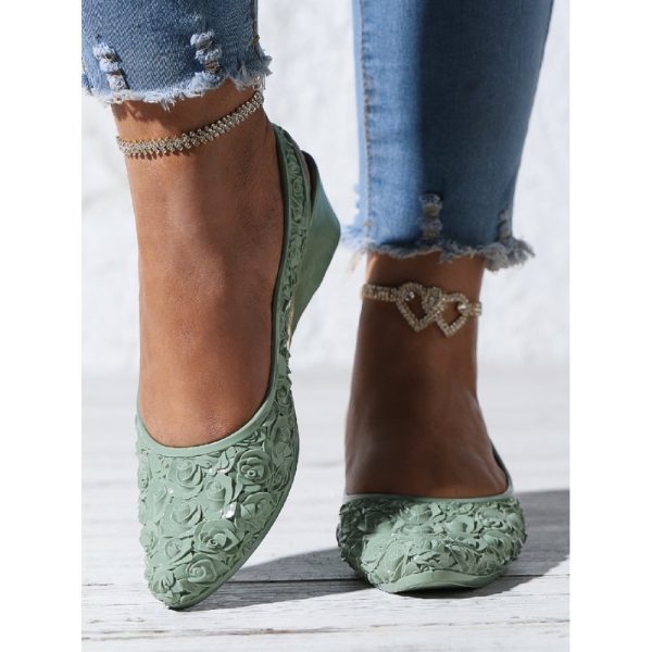 Waterproof Floral Wedge Heel Slingback Shallow Shoes - Image 37