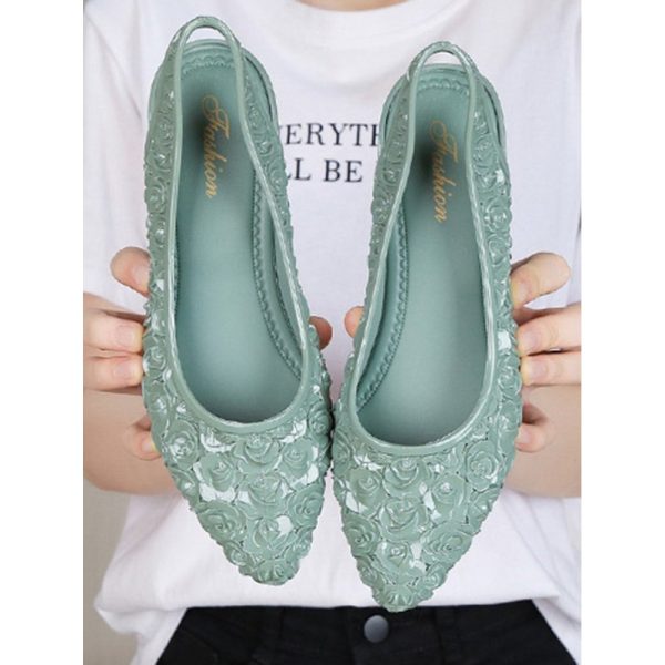 Waterproof Floral Wedge Heel Slingback Shallow Shoes - Image 5