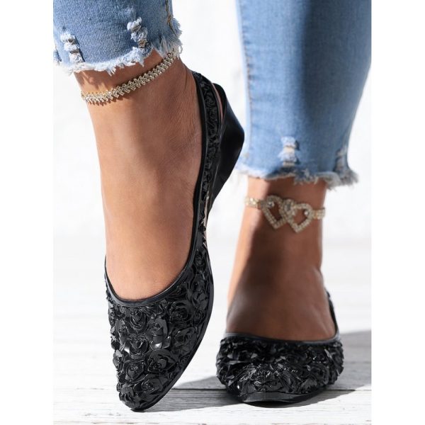 Waterproof Floral Wedge Heel Slingback Shallow Shoes - Image 45