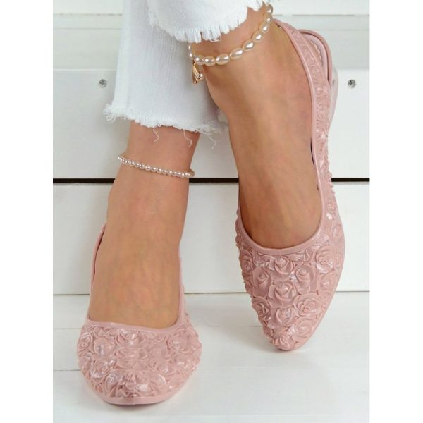 Waterproof Floral Wedge Heel Slingback Shallow Shoes - Image 6