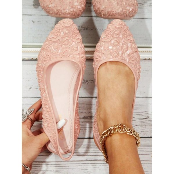 Waterproof Floral Wedge Heel Slingback Shallow Shoes - Image 9