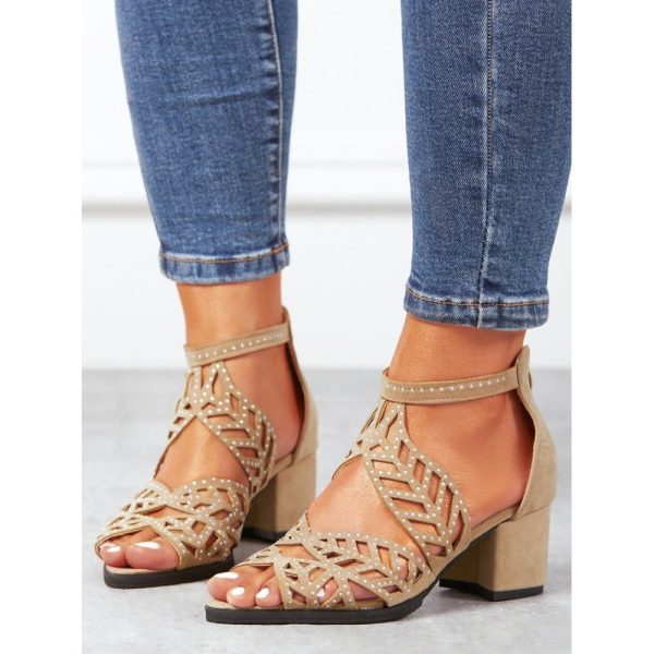 Ladies Elegant Cutout Open Toe Block Heel Sandals - Image 11
