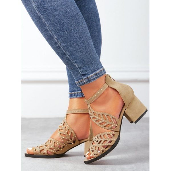 Ladies Elegant Cutout Open Toe Block Heel Sandals - Image 12