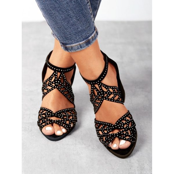 Ladies Elegant Cutout Open Toe Block Heel Sandals - Image 3