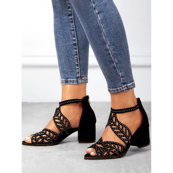 Ladies Elegant Cutout Open Toe Block Heel Sandals - Image 4
