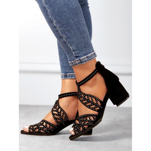 Ladies Elegant Cutout Open Toe Block Heel Sandals - Image 5