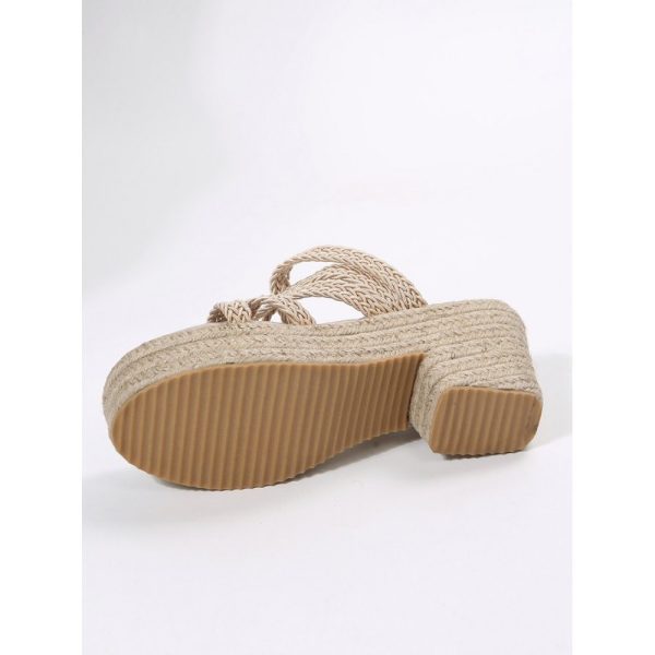 Multi Braided Straps Platform Chunky Heel Espadrille Sandals - Image 13