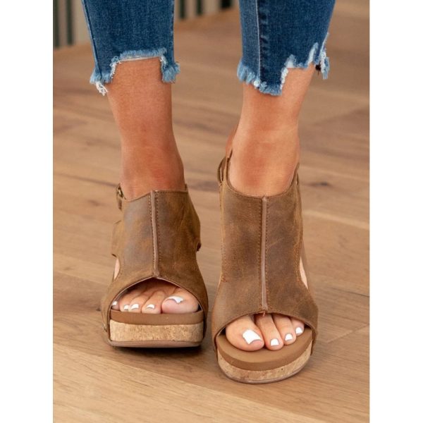 Rivet Hook and Loop Wedge Heel Sandals - Image 9