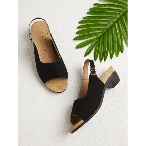 Retro Solid Simple Open Toe Chunky Heel Sandals - Image 13