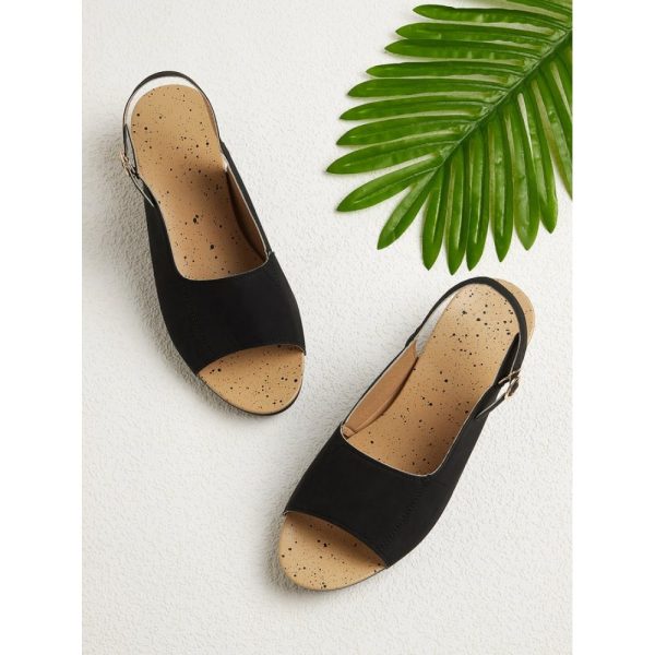 Retro Solid Simple Open Toe Chunky Heel Sandals - Image 14