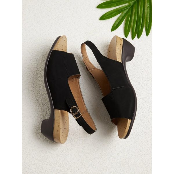 Retro Solid Simple Open Toe Chunky Heel Sandals - Image 18