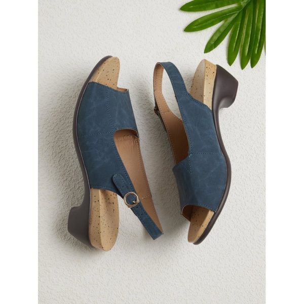 Retro Solid Simple Open Toe Chunky Heel Sandals - Image 35