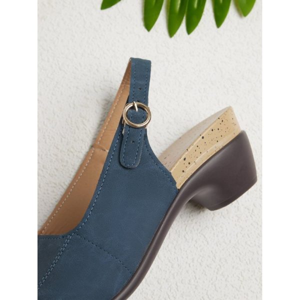 Retro Solid Simple Open Toe Chunky Heel Sandals - Image 36